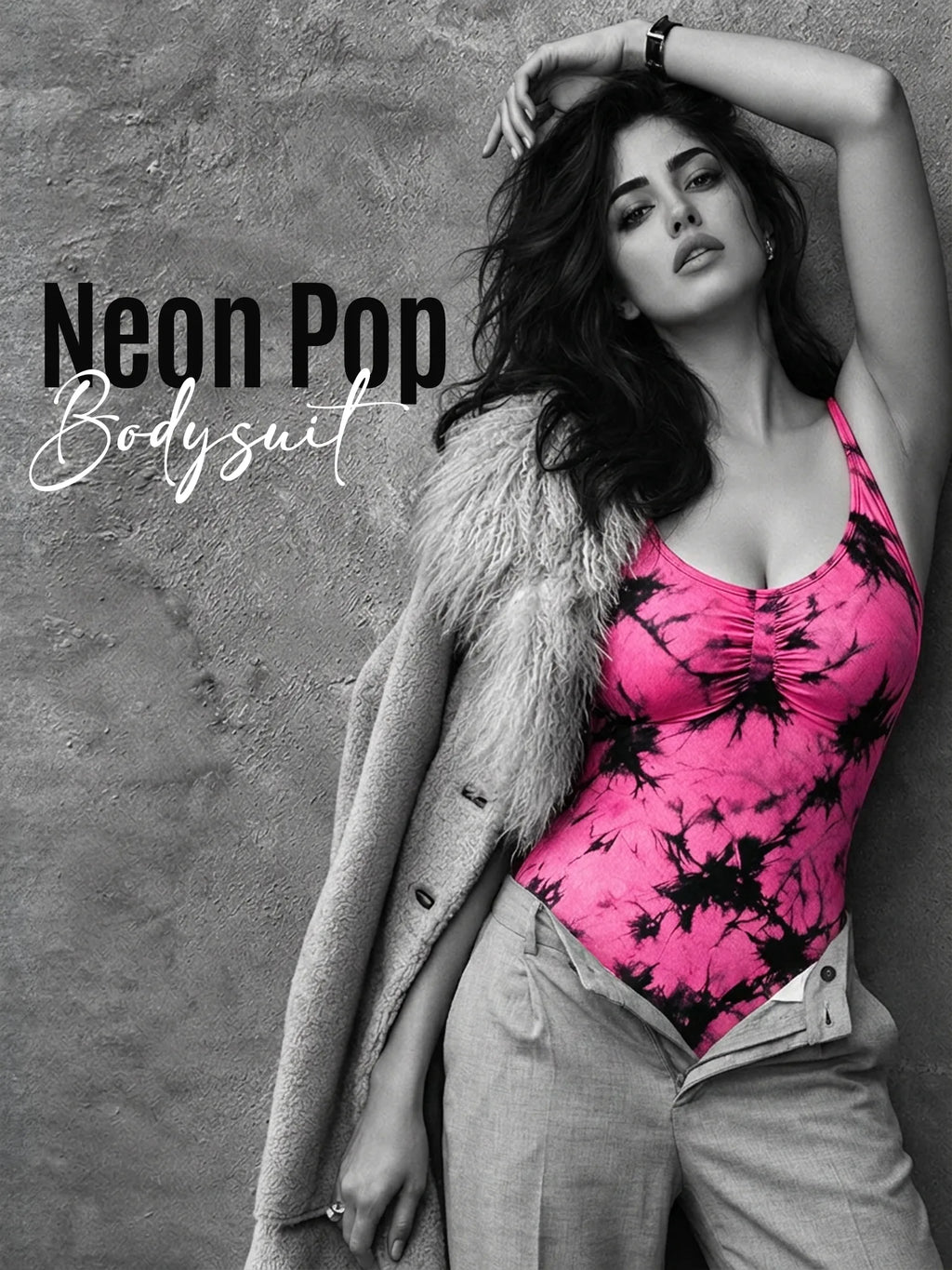Neon Pop Body Suit - Tie & Dye (Pink&Black)